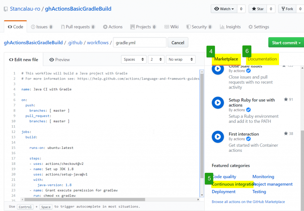 GitHub Actions Gradle Workflow Editor